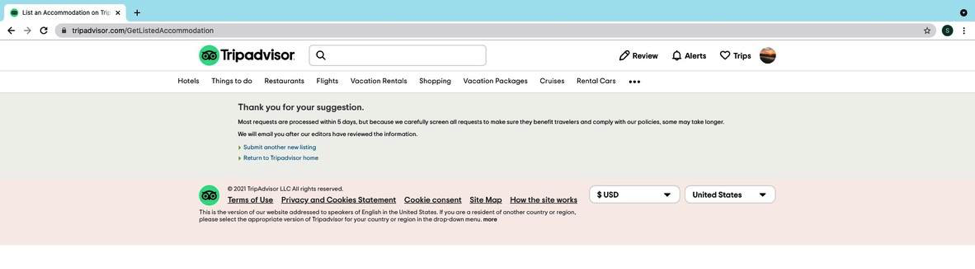 Trip Advisor - New listing step 5